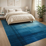 Blue and Teal Blue Teal Geometric Stripe Area Rug