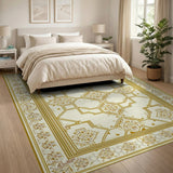 Ornate Gold Geometric Persian Rug