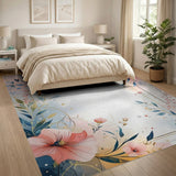 Pink Gold Floral Frame Area Rug