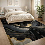 Gold Moon Cosmic Wave Abstract Area Rug