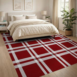 Classic Red Plaid Check Area Rug