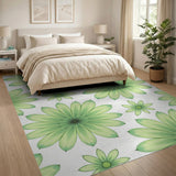 Vibrant Green Daisy Scatter Area Rug