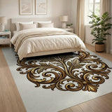 Ornate Gold Acanthus Leaf Medallion Rug