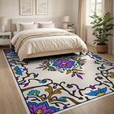 Purple Floral Medallion Persian Rug