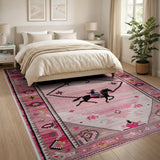 Pink Southwestern Cowboy Horse Silhouette Rug