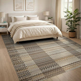 Brown and Tan Brown Tan Geometric Striped Area Rug