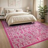 Vibrant Pink Alphabet Symbol Area Rug
