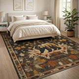Southwestern Bear Autumn Maple Leaves Rug