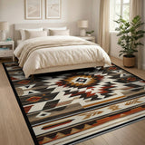 Southwestern Geometric Area Rug in Black Tan Rust