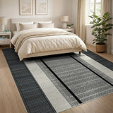 Black and White Black White Striped Woven Area Rug
