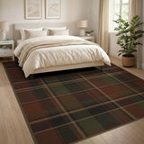 Rustic Farmhouse Brown and Tan Rustic Brown Plaid Area Rug
