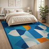 Blue Teal Geometric Abstract Blue and Teal Area Rug
