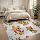 Cute Cartoon Orange Tabby Kittens with Bow Ties Area Rug