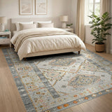Grey Teal Southwestern Area Rug