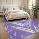 Elegant White Feathers Purple Area Rug