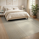Beige Geometric Striped Textured Area Rug