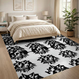Shadowy Mythical Beasts Black White Area Rug