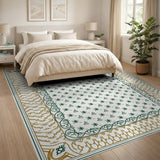 Green Insect Motif Traditional Persian Rug