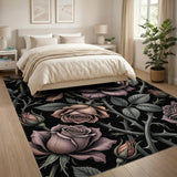 Purple Vintage Rose Thorn Washable Area Rug
