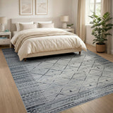 Grey Grey Geometric Tribal Area Rug