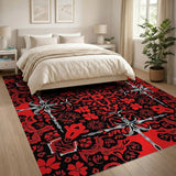 Vibrant Red Persian Floral Motif Rug