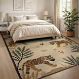 Whimsical Cartoon Jungle Animals Area Rug