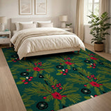 Festive Evergreen Pine Red Berry Rug