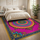 Multi-color and Patterns Vibrant Pink Mandala Persian Area Rug
