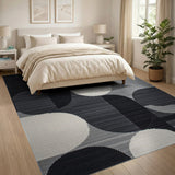 Geometric Abstract Black White Area Rug