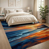 Dramatic Coastal Sunset Waves Area Rug