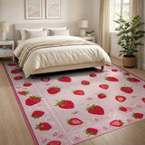 Playful Pink Strawberry Area Rug
