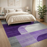 Geometric Modern Purple Grey Curved Geometric Area Rug