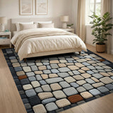 Grey Cobblestone Mosaic Area Rug