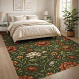 Ornate Peony Lotus Floral Area Rug