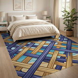 Indigo Gold Woven Coastal Lattice Rug