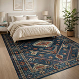 Navy Blue Heritage Tribal Area Rug