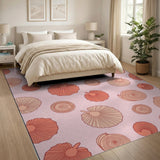 Coastal Beach Pink Seashell Coastal Area Rug