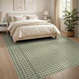 Green Checkered Washable Area Rug