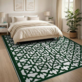 Emerald Green Intricate Geometric Lattice Rug