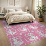 Floral Vintage Elegant Pink Floral Vintage Area Rug