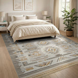 Ivory Gray Geometric Southwestern Rug