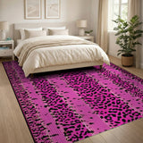 Pink Boho Chic Vibrant Pink Leopard Print Area Rug