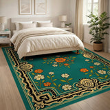 Traditional Persian Ornate Teal Persian Floral Area Rug