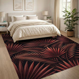 Crimson Palm Frond Area Rug