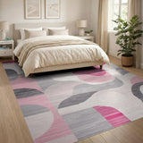 Geometric Modern Pink Grey Abstract Geometric Area Rug