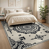 Ornate Black Mandala Persian Traditional Persian Area Rug