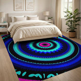 Geometric Modern Blue Teal Mandala Geometric Area Rug