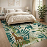Whimsical Jungle Animals Green Area Rug