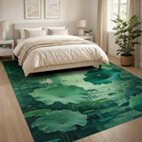 Ethereal Green Lotus Pond Area Rug