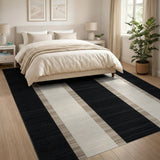 Bold Geometric Modern Bold Black White Vertical Striped Area Rug